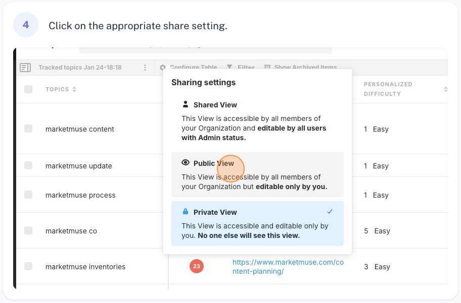 Select the appropriate share setting so that it's either editable by only you or anyone with admin status.