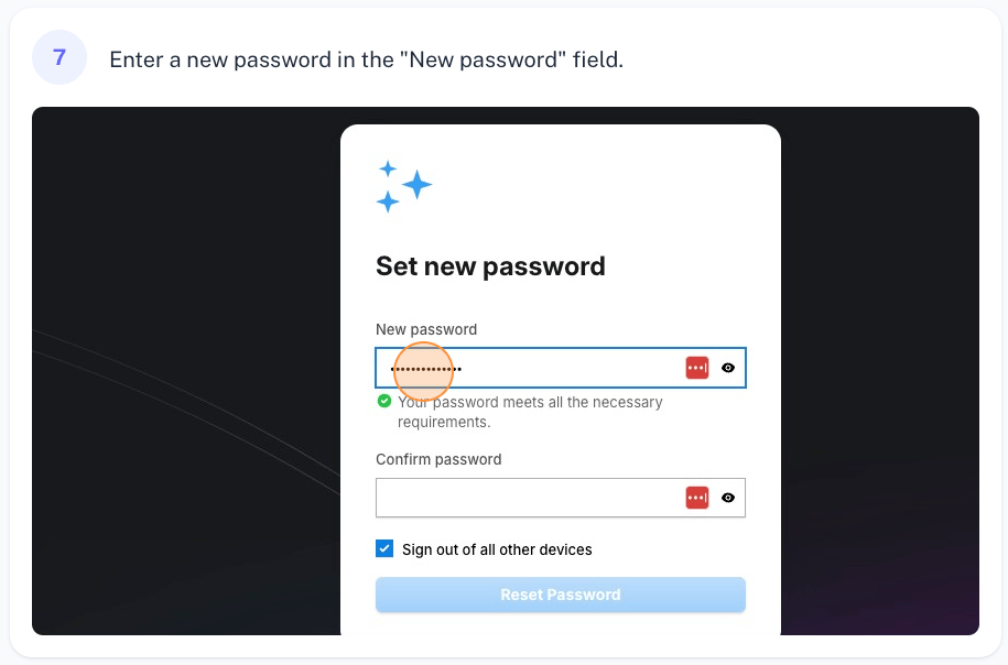 reset password step 7