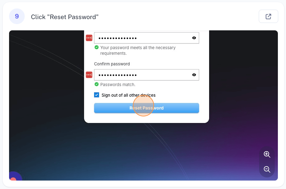 reset password step 9