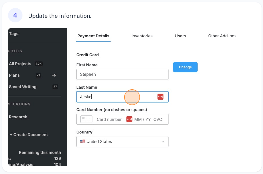 payment details 4