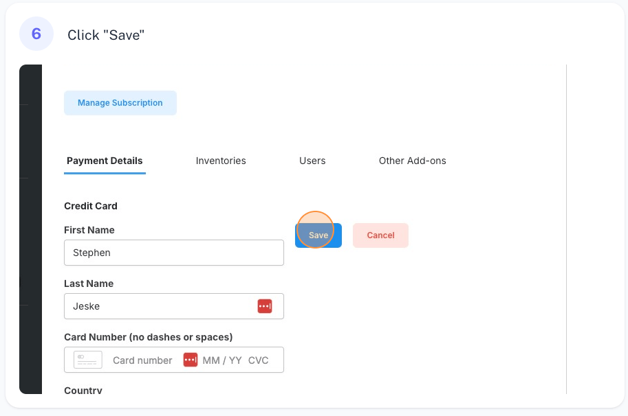 payment details 6